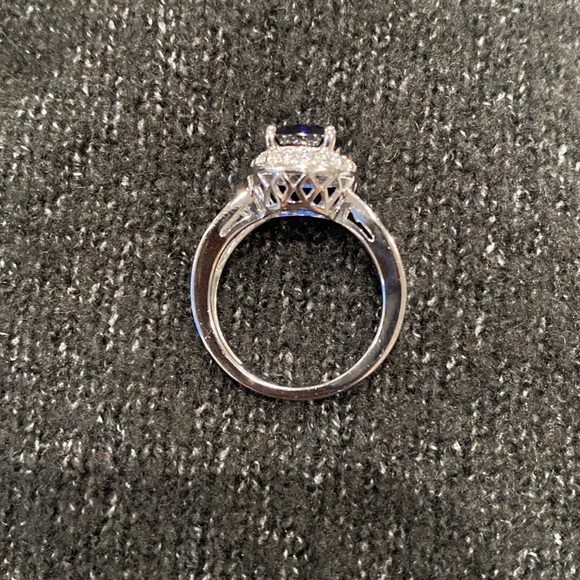 Sterling silver cubic zirconia created sapphire ring size 5 - Picture 3 of 8